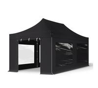 TOOLPORT 3x6 m Carpa plegable, PREMIUM acero 40mm, 4 laterales in on ventanas panorámicas, negro - (600066)