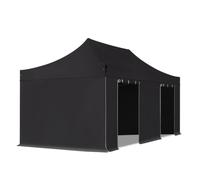 TOOLPORT 3x6 m Carpa plegable, PREMIUM acero 40mm, 4 laterales incl. sin ventana, negro - (600065)