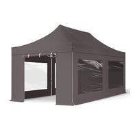 TOOLPORT 3x6 m Carpa plegable, PROFESSIONAL aluminio 40mm, 4 laterales in on ventanas panorámicas, gris oscuro - (600227)