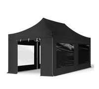 TOOLPORT 3x6 m Carpa plegable, PROFESSIONAL aluminio 40mm, 4 laterales in on ventanas panorámicas, negro - (600222)