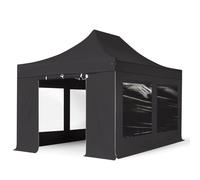 TOOLPORT 3x6 m Carpa plegable, PROFESSIONAL aluminio 40mm, 4 laterales in on ventanas panorámicas, negro - (59125)
