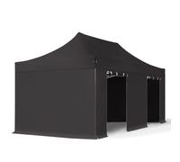 TOOLPORT 3x6 m Carpa plegable, PROFESSIONAL aluminio 40mm, 4 laterales incl. sin ventana, negro - (59123)