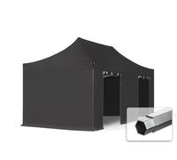TOOLPORT 3x6 m Carpa plegable, PROFESSIONAL aluminio 40mm, 4 laterales incl. sin ventana, negro - (600221)
