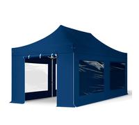 TOOLPORT 3x6 m Carpa plegable, PROFESSIONAL aluminio 40mm, laterales con ventanas panorámicas, azul - (600230)