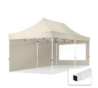 TOOLPORT 3x6m Gazebo Plegable - 2 Paneles Laterales (panorámica) 700N Gazebo Plegable de Acero Carpas de Fiesta en el jardín Crema