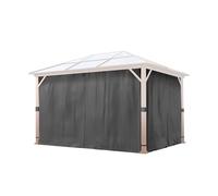 TOOLPORT 4 Cortinas poliéster Aprox. 180 g/m² - Gris Oscuro - para cenador de jardín Forest Deluxe 3x4 m