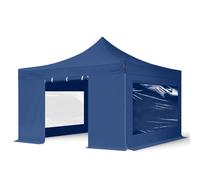 TOOLPORT 4x4 m Carpa plegable, PREMIUM acero 40mm, 4 laterales in on ventanas panorámicas, azul - (600092)
