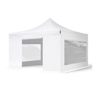 TOOLPORT 4x4 m Carpa plegable, PREMIUM acero 40mm, 4 laterales in on ventanas panorámicas, blanco - (600105)