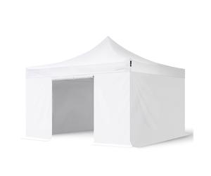 TOOLPORT 4x4 m Carpa plegable, PREMIUM acero 40mm, 4 laterales incl. sin ventana, blanco - (600104)