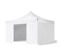 TOOLPORT 4x4 m Carpa plegable, PREMIUM acero 40mm, 4 laterales incl. sin ventana, blanco - (600131)