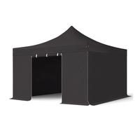 TOOLPORT 4x4 m Carpa plegable, PREMIUM acero 40mm, 4 laterales incl. sin ventana, negro - (600128)