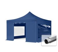 TOOLPORT 4x4 m Carpa plegable, PROFESSIONAL aluminio 40mm, 4 laterales in on ventanas panorámicas, azul - (600185)