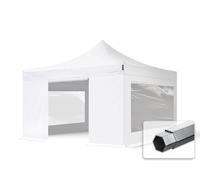 TOOLPORT 4x4 m Carpa plegable, PROFESSIONAL aluminio 40mm, 4 laterales incl. con ventanas panorámicas, blanco - (582424)
