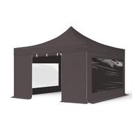 TOOLPORT 4x4 m Carpa plegable, PROFESSIONAL aluminio 40mm, 4 laterales in on ventanas panorámicas, gris oscuro - (600180)