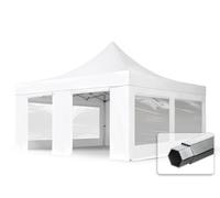 TOOLPORT 5x5 m Carpa plegable, PROFESSIONAL aluminio 50mm, 4 laterales incl. con ventanas panorámicas, blanco - (581990)