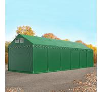 TOOLPORT Carpa almacén 3x12 m - altura lateral 2,6m, PVC 800, con base reforzada, verde oscuro, sin Estática - (557795)