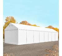 TOOLPORT Carpa almacén 4x16 m - altura lateral 2,6m, PVC 800, con base reforzada, blanco, sin Estática - (37635)