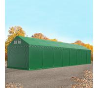 TOOLPORT Carpa almacén 4x16 m - altura lateral 2,6m, PVC 800, con base reforzada, verde oscuro, sin Estática - (37706)