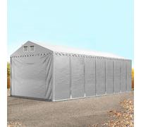 TOOLPORT Carpa almacén 4x24 m - altura lateral 2,6m, PVC 800, con base reforzada, gris, con Estática (para suelos blandos) - (49846)
