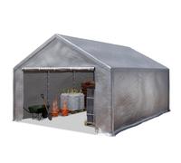 TOOLPORT Carpa almacén 4x6 m Carpa Almacenamiento Lona PE 350 N Gris | Sistema de clic