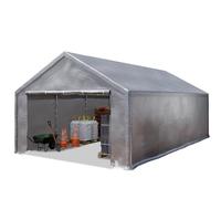 TOOLPORT Carpa almacén 4x8 m Carpa Almacenamiento Lona PE 350 N Gris | Sistema de clic