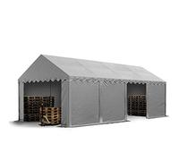 TOOLPORT Carpa almacén 4x8 m PVC 700 N Impermeable Gris Carpa de Almacenamiento