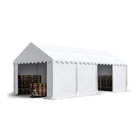 TOOLPORT Carpa almacén 4x8 m PVC 750 N Impermeable Blanco Carpa de Almacenamiento con Base Reforzada