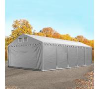TOOLPORT Carpa almacén 5x10 m - altura lateral 2,6m, PVC 800, con base reforzada, gris, sin Estática - (8514BL)