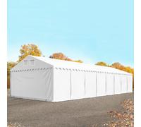 TOOLPORT Carpa almacén 5x24 m - altura lateral 2,6m, PVC 1400, con base reforzada, blanco, con Estática (para suelos blandos) - (57696)