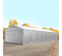TOOLPORT Carpa almacén 5x24 m - altura lateral 2,6m, PVC 800, con base reforzada, gris, con Estática (para suelos blandos) - (49854)