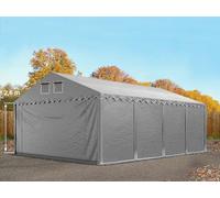 TOOLPORT Carpa almacén 5x8 m - altura lateral 2,6m, PVC 800, con base reforzada, gris, sin Estática - (8572BL)