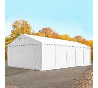 TOOLPORT Carpa almacén 6x10 m - altura lateral 2,6m, PVC 1400, con base reforzada, blanco, con Estática (para suelos blandos) - (57525)