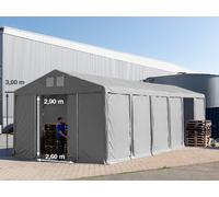 TOOLPORT Carpa almacén 6x12 m - altura lateral de 3,0 m con puerta corredera, PVC 850, gris, sin Estática - (79818)