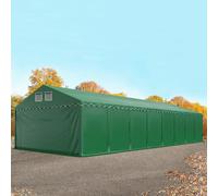 TOOLPORT Carpa almacén 6x16 m - altura lateral 2,6m, PVC 800, con base reforzada, verde oscuro, sin Estática - (37710)
