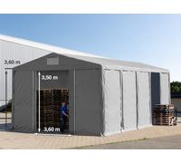 TOOLPORT Carpa almacén 8x10 m - altura lateral de 3,6 m con entrada corredera, PVC 850, gris, sin Estática - (79837)