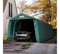 TOOLPORT Carpa garaje 3,3x8,4 m - Estática incl., PVC 800, verde oscuro, con Estática (para suelos blandos) - (49686)