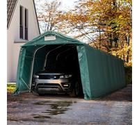 TOOLPORT Carpa garaje 3,3x9,6 m - Estática incl., PVC 800, verde oscuro, con Estática (para suelos blandos) - (58314)