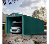 TOOLPORT Carpa garaje 4x16 m con entrada 3,5x3,5 m, PVC 850, verde oscuro, con Estática (para hormigón) - (99526)