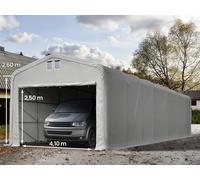 TOOLPORT Carpa garaje 5x16 m con entrada 4,1x2,5 m, PVC 850, gris, con Estática (para suelos blandos) - (99530)