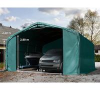 TOOLPORT Carpa garaje 6x6 m con entrada 4,1x2,9 m, PRIMEtex 2300, verde oscuro, con Estática (para suelos blandos) - (99435)