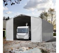 TOOLPORT Carpa garaje 8x24 m con entrada 4x4,7 m, PVC 850, gris, con Estática (para suelos blandos) - (99461)