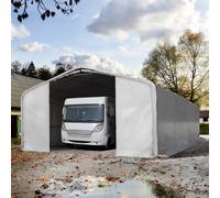 TOOLPORT Carpa garaje 8x36 m con entrada 4x3,6 m, PVC 850, gris, con Estática (para suelos blandos) - (99474)