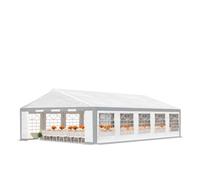 TOOLPORT Carpa para fiestas (5 x 10 m, PVC, 600 N, lona gris-blanco) | Robusta lona de PVC y sin embargo rápido montaje mediante clic