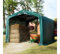 TOOLPORT Carpa para forraje 4x4 m, PVC 850, verde oscuro, Hormigón - (49909)