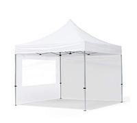 TOOLPORT Carpa Plegable Pabellón 3x3m - 2 Partes Laterales ALU PES300 Techo 100% Blanco