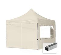 TOOLPORT Carpa Plegable Pabellón Carpa Plegable 3x3m - 4 Partes Laterales Pabellón ALU PES300 Carpa Party Techo 100% Crema