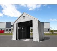 TOOLPORT Everest Carpa industrial 4x8 m con entrada 3x3 m, PRIMEtex 2300, gris, con Estática (para hormigón) - (48840)