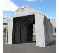 TOOLPORT Everest Carpa industrial 5x10 m con entrada 3x3,4 m, PRIMEtex 2300, gris, con Estática (para suelos blandos) - (48670)