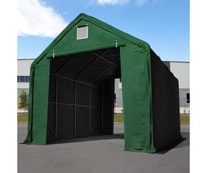 TOOLPORT Everest Carpa industrial 5x8 m con entrada 3x3,4 m, PRIMEtex 2300, verde oscuro, con Estática (para suelos blandos) - (48667)