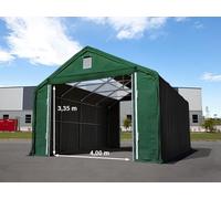 TOOLPORT Everest Carpa industrial 6x12 m con entrada 4x2,9 m, PRIMEtex 2300 con claraboyas, verde oscuro, con Estática (para hormigón) - (49835)